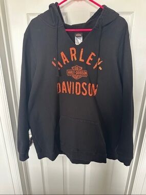 Harley-Davidson Black Hoodie with Orange Logo